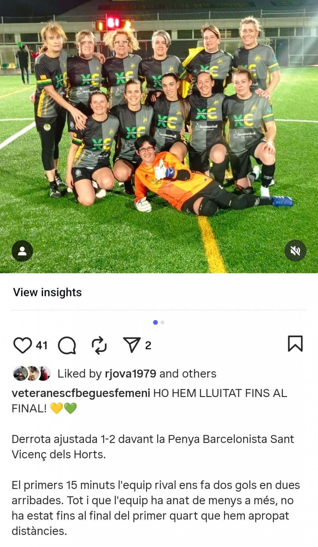 Les Veteranes perden 1-2 contra la PB Sant Vicenç