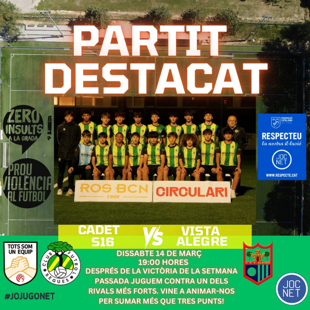 Partit important del Cadet S16 contra el Vista Alegre